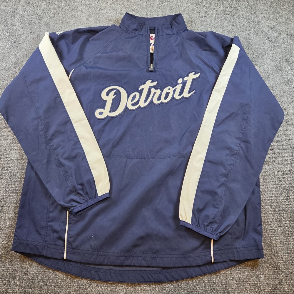 Detroit Tigers Authentic Majestic 1/4 Zip Pullover/Windbreaker Large